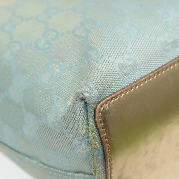 GUCCI GG Canvas Tote Bag Light Blue Gold 002 002 - Picture 15 of 16